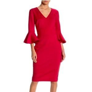 TRINA TURK  Dress - Begonia Bell Sleeve V-Neck Red Dress NEW 2